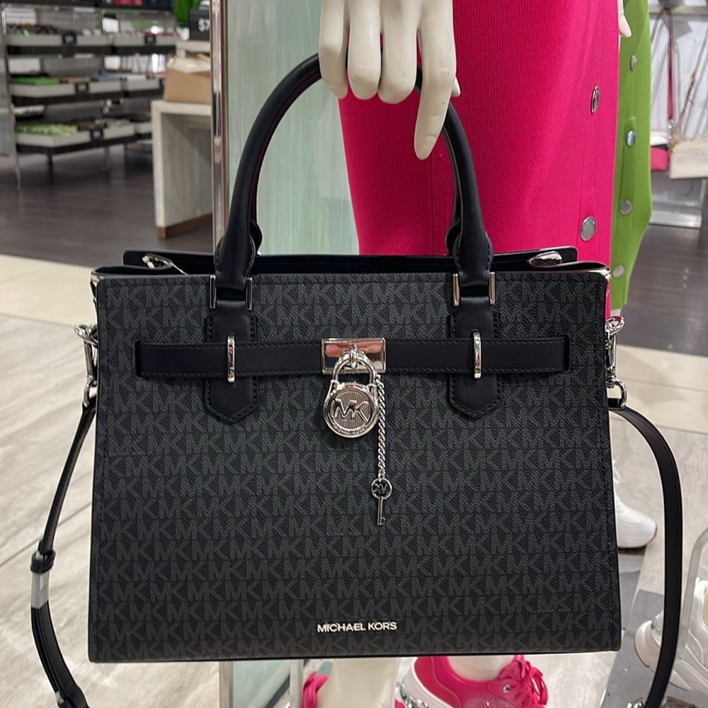 Michael Kors Hamilton Medium Signature Logo Satchel
Black 
NWT - Picture 10 of 16